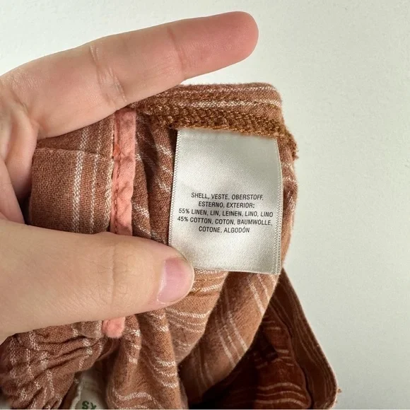 Anthropologie Terracotta Orange Striped Seashore Beach Linen Cotton Pants XS - Picture 6 of 8